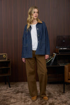 DENIM PINSTRIPE CORDUROY COLLAR JACKET-Denim Jacket-J.O.A-Stuffology - Where Vintage Meets Modern, A Boutique for Real Women in Crosbyton, TX