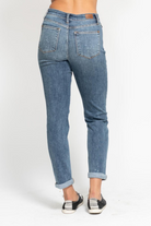 Judy Blue High Rise Bleach Splash Boyfriend Jean /Stuffology Boutique-Jeans-JUDY BLUE-Stuffology - Where Vintage Meets Modern, A Boutique for Real Women in Crosbyton, TX