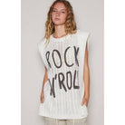 POL Clothing Rock N Roll Graphic Lettering Round Sleeveless Top-TOP-Pol Clothing-Stuffology - Where Vintage Meets Modern, A Boutique for Real Women in Crosbyton, TX