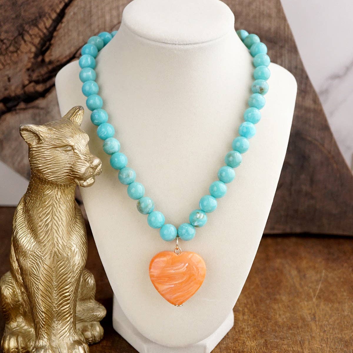 Heart Beaded Necklace-Necklaces-PennyLine inc-Stuffology - Where Vintage Meets Modern, A Boutique for Real Women in Crosbyton, TX