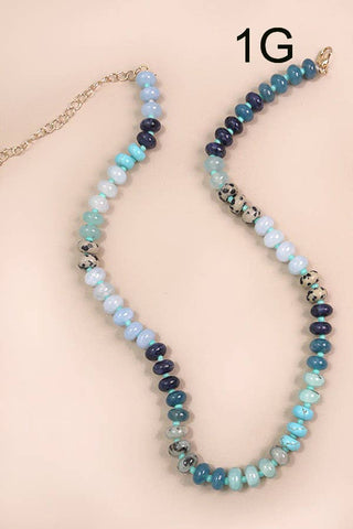 NATURAL AGATE GLASS SEMI PRECIOUS BEAD NECKLACE | 80N896-JOSSLYN by wall to wall-Stuffology - Where Vintage Meets Modern, A Boutique for Real Women in Crosbyton, TX