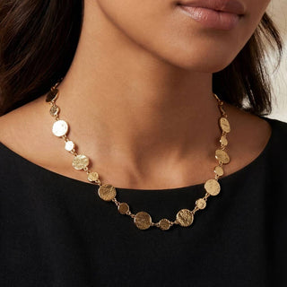 Metallic Hammered Coins Chain Necklace-Necklaces-The Looks by Fame Accessories-Stuffology - Where Vintage Meets Modern, A Boutique for Real Women in Crosbyton, TX