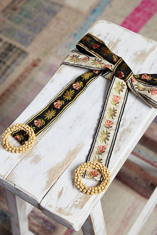 POL Clothing Beaded Cycle Striped Floral Pattern Belt-BELT-Pol Clothing-Stuffology - Where Vintage Meets Modern, A Boutique for Real Women in Crosbyton, TX