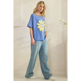 Daisy Applique Tee-Vintage Wash Tee-Sage + Fig-Stuffology - Where Vintage Meets Modern, A Boutique for Real Women in Crosbyton, TX