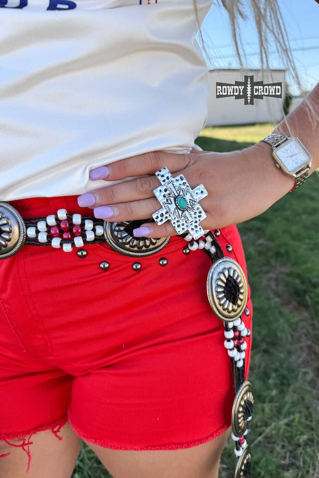 Turquoise Cross Wild Rag Slide-Jewelry-Stuffology Boutique-Stuffology - Where Vintage Meets Modern, A Boutique for Real Women in Crosbyton, TX