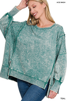 ACID WASH FRENCH TERRY OVESIZED EXPOSED-SEAM SWEATSHIRT-SWEATSHIRT-Stuffology Boutique-Stuffology - Where Vintage Meets Modern, A Boutique for Real Women in Crosbyton, TX