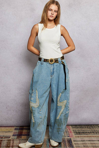 POL Clothing Beaded Cycle Striped Floral Pattern Belt-BELT-Pol Clothing-Stuffology - Where Vintage Meets Modern, A Boutique for Real Women in Crosbyton, TX