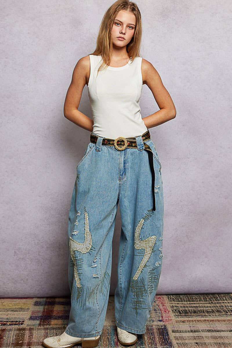 POL Clothing Beaded Cycle Striped Floral Pattern Belt-BELT-Pol Clothing-Stuffology - Where Vintage Meets Modern, A Boutique for Real Women in Crosbyton, TX