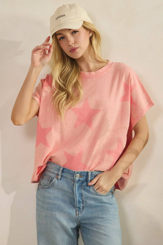 FADED STAR-PRINT OVERSZED TOP-Tees-Sage + Fig-Stuffology - Where Vintage Meets Modern, A Boutique for Real Women in Crosbyton, TX
