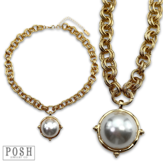 Pearl bead pendant necklace-necklace-Pink Panache Brands-Stuffology - Where Vintage Meets Modern, A Boutique for Real Women in Crosbyton, TX
