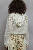 Cream Vintage Washed Floral Print Hoodie Jacket-Jackets-Pol Clothing-Stuffology - Where Vintage Meets Modern, A Boutique for Real Women in Crosbyton, TX