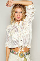 Cream Vintage Washed Floral Print Hoodie Jacket-Jackets-Pol Clothing-Stuffology - Where Vintage Meets Modern, A Boutique for Real Women in Crosbyton, TX