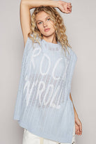 POL Clothing Rock N Roll Graphic Lettering Round Sleeveless Top-TOP-Pol Clothing-Stuffology - Where Vintage Meets Modern, A Boutique for Real Women in Crosbyton, TX