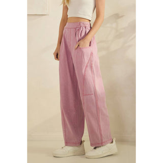 Acid Wash Wide Leg Pink Denim Pants-Pants-Sage + Fig-Stuffology - Where Vintage Meets Modern, A Boutique for Real Women in Crosbyton, TX