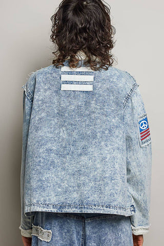 Americana Patchwork Denim Jacket-Denim Jacket-Pol Clothing-Stuffology - Where Vintage Meets Modern, A Boutique for Real Women in Crosbyton, TX