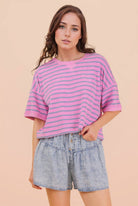 Oversized Stripe Casual Comfy Knit Top-TOP-VERY J-Stuffology - Where Vintage Meets Modern, A Boutique for Real Women in Crosbyton, TX