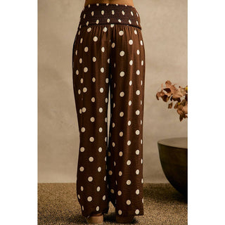 POLKA DOT CREPE SMOCKED POCKET WIDE LEG PANTS-Wide Leg Pants-So Me-Stuffology - Where Vintage Meets Modern, A Boutique for Real Women in Crosbyton, TX