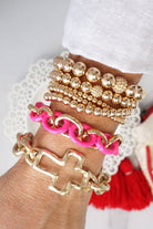 Multi size ball beaded bracelet stack Gold tone bracelet set-Bracelets-PennyLine inc-Stuffology - Where Vintage Meets Modern, A Boutique for Real Women in Crosbyton, TX