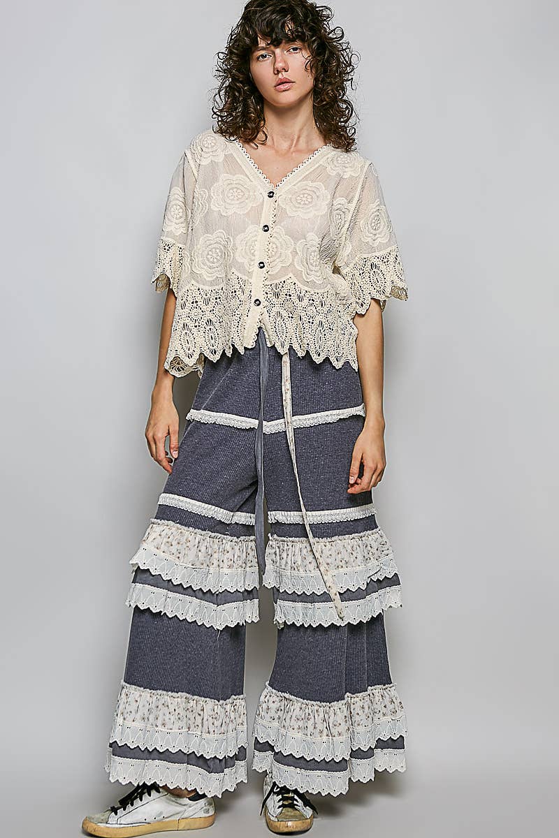 Crochet Trim Neckline Short Sleeve Jacket Top-Pol Clothing-Stuffology - Where Vintage Meets Modern, A Boutique for Real Women in Crosbyton, TX