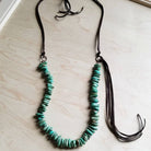 Natural Turquoise Necklace with Side-Tie Leather Tassel /Stuffology Boutique-Necklaces-The Jewelry Junkie-Stuffology - Where Vintage Meets Modern, A Boutique for Real Women in Crosbyton, TX