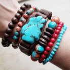 Multi-Colored Turquoise and Wood Stretch Bracelet /Stuffology Boutique-Bracelets-The Jewelry Junkie-Stuffology - Where Vintage Meets Modern, A Boutique for Real Women in Crosbyton, TX