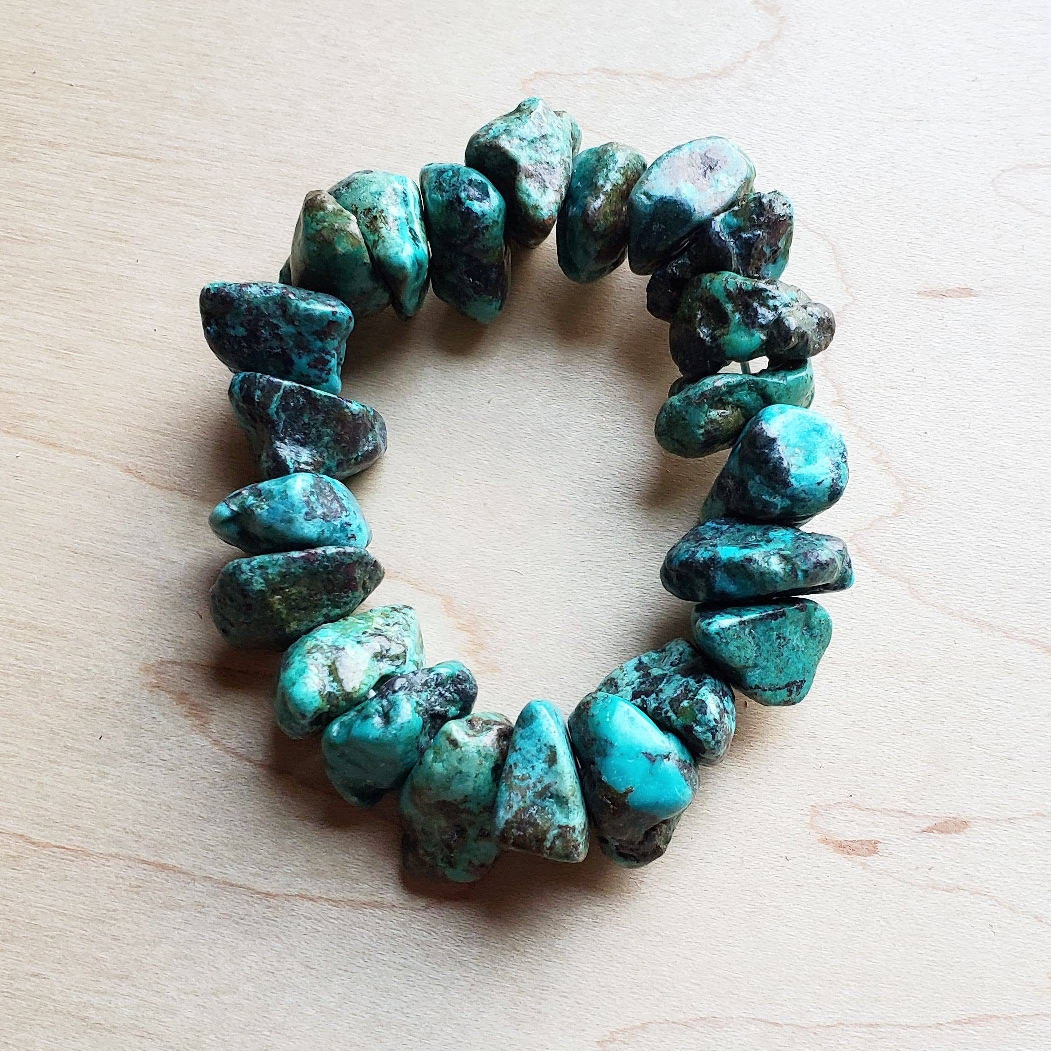 Chunky Genuine Natural Turquoise Beaded Bracelet/Stuffology Boutique-Bracelets-The Jewelry Junkie-Stuffology - Where Vintage Meets Modern, A Boutique for Real Women in Crosbyton, TX