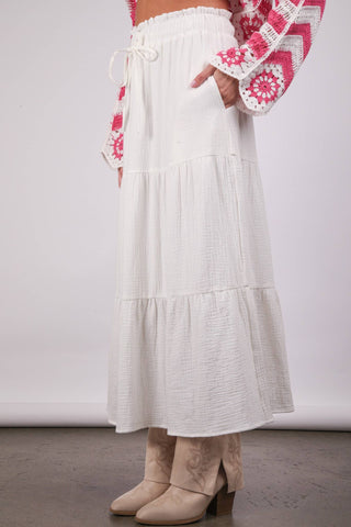 Elastic Waist Tiered Maxi Skirt-Skirts-VERY J-Stuffology - Where Vintage Meets Modern, A Boutique for Real Women in Crosbyton, TX