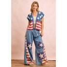 AMERICAN FLAG CROCHET SHORT SLEEVE CARDIGAN-vest-BiBi-Stuffology - Where Vintage Meets Modern, A Boutique for Real Women in Crosbyton, TX
