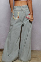 POL Clothing Vintage Striped Patch Pants-Jeans-Pol Clothing-Stuffology - Where Vintage Meets Modern, A Boutique for Real Women in Crosbyton, TX
