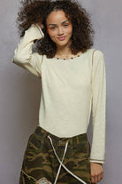 POL Clothing - Long Sleeve Knit Top with Stud Details-Pol Clothing-Stuffology - Where Vintage Meets Modern, A Boutique for Real Women in Crosbyton, TX
