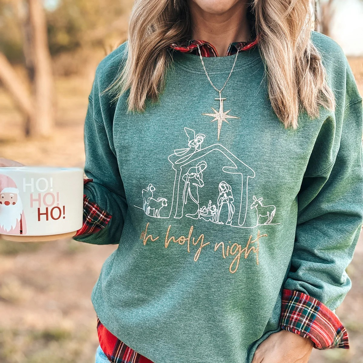 Oh Holy Night Sweatshirt /Stuffology Boutique-SWEATSHIRT-Prickly Pear TX-Stuffology - Where Vintage Meets Modern, A Boutique for Real Women in Crosbyton, TX