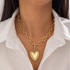 SPIKED HEART CHUNKY CHAIN TOGGLE NECKLACE | 40NK9575-Necklaces-JOSSLYN by wall to wall-Stuffology - Where Vintage Meets Modern, A Boutique for Real Women in Crosbyton, TX