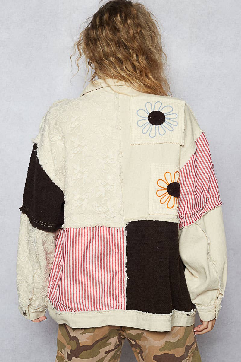 POL Clothing Relaxed Fit Embroidered Jacket-Denim Jacket-Pol Clothing-Stuffology - Where Vintage Meets Modern, A Boutique for Real Women in Crosbyton, TX