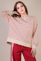 Stripe Comfy Casual Oversized Knit Top-Pullover Top-VERY J-Stuffology - Where Vintage Meets Modern, A Boutique for Real Women in Crosbyton, TX