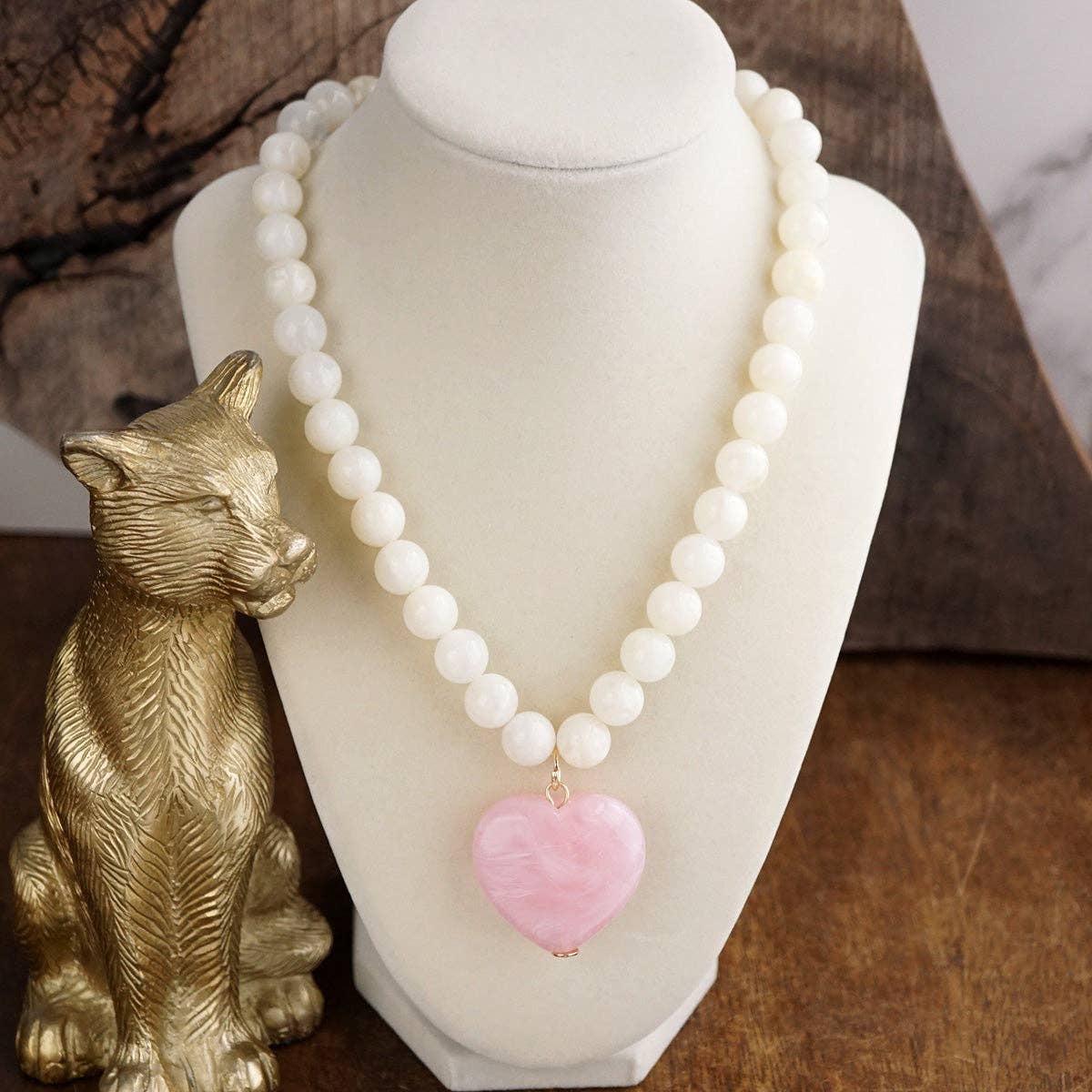 Heart Beaded Necklace-Necklaces-PennyLine inc-Stuffology - Where Vintage Meets Modern, A Boutique for Real Women in Crosbyton, TX