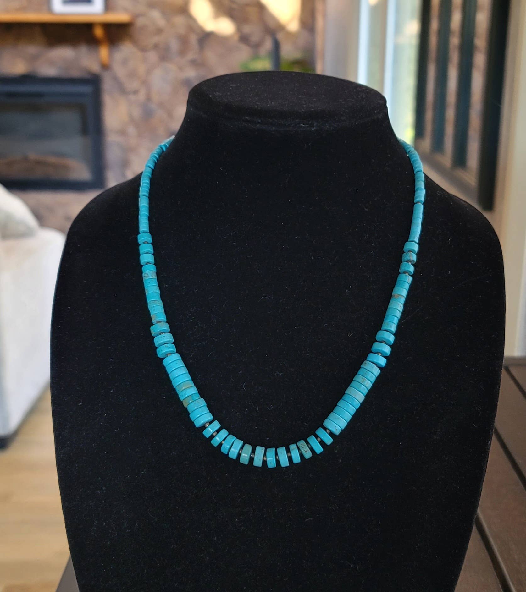 Turquoise Heishi graduated necklace with Seashell Heishi-Horse Spirit Studio-Stuffology - Where Vintage Meets Modern, A Boutique for Real Women in Crosbyton, TX