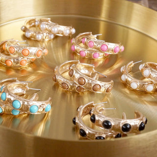 Jeweled Bubble Hoop Earrings – Colorful Acrylic Cabochons-PennyLine inc-Stuffology - Where Vintage Meets Modern, A Boutique for Real Women in Crosbyton, TX
