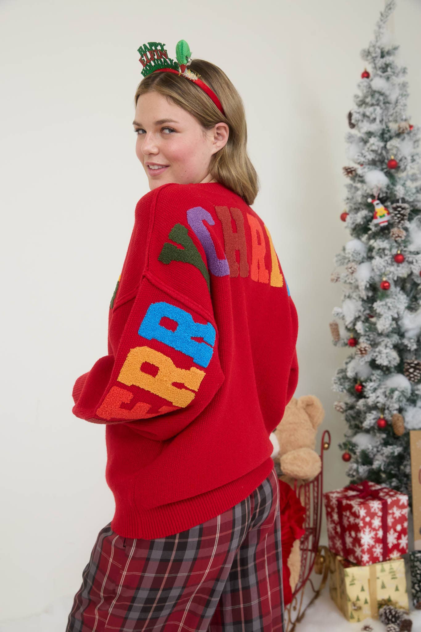 MERRY CHRISTMAS MULTICOLOR CREWNECK KNIT SWEATER-Sweaters-Blu Pepper-Stuffology - Where Vintage Meets Modern, A Boutique for Real Women in Crosbyton, TX