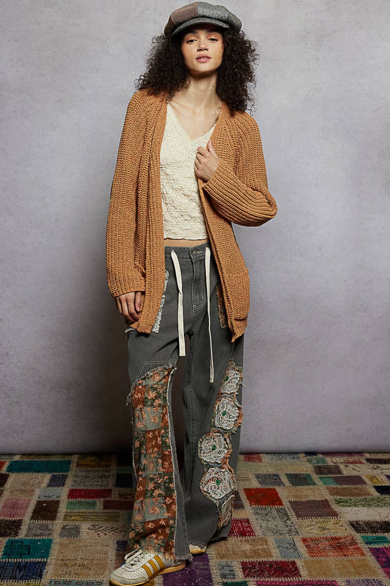 POL Clothing - Long sleeve front pocket chenille sweater open cardigan-Sweater Cardigan-Pol Clothing-Stuffology - Where Vintage Meets Modern, A Boutique for Real Women in Crosbyton, TX