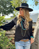 Black Bell Sleeve Top/Stuffology Boutique-Top-Texas True Threads-Stuffology - Where Vintage Meets Modern, A Boutique for Real Women in Crosbyton, TX