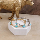 Desert Orbit – Turquoise Station Stretch Bangle-Bracelets-PennyLine inc-Stuffology - Where Vintage Meets Modern, A Boutique for Real Women in Crosbyton, TX