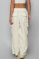 POL Clothing Solid Lace Patch Wide Pants-Pants-Pol Clothing-Stuffology - Where Vintage Meets Modern, A Boutique for Real Women in Crosbyton, TX