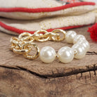 Chunky Chain and pearls beads bracelet Gold tone-PennyLine inc-Stuffology - Where Vintage Meets Modern, A Boutique for Real Women in Crosbyton, TX