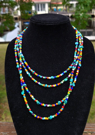 Native American made Turquoise, glass bead necklace-Horse Spirit Studio-Stuffology - Where Vintage Meets Modern, A Boutique for Real Women in Crosbyton, TX