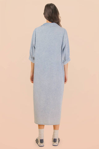 Washed Denim Casual Midi Dress-Dresses-VERY J-Stuffology - Where Vintage Meets Modern, A Boutique for Real Women in Crosbyton, TX