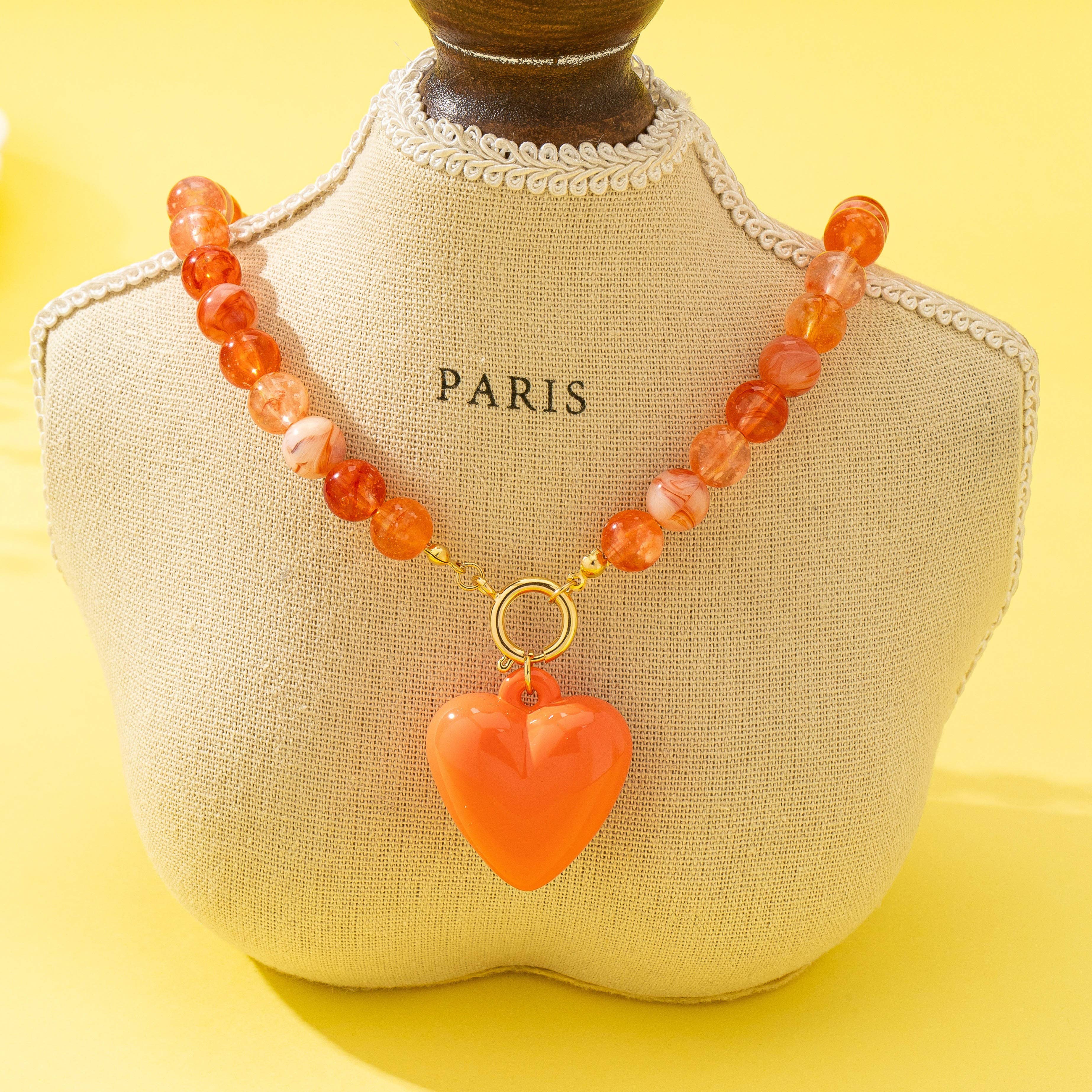 Sweetheart Beaded Heart Necklace-Necklaces-Stuffology Boutique -Stuffology - Where Vintage Meets Modern, A Boutique for Real Women in Crosbyton, TX