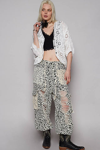 V-neck crochet woven roomy fit cardigan top-Gauze Cardigan-Pol Clothing-Stuffology - Where Vintage Meets Modern, A Boutique for Real Women in Crosbyton, TX