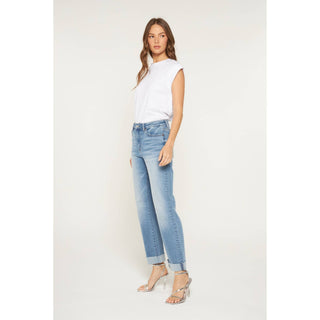 Mica High Rise Straight Leg Cuffed Jeans-Jeans-Mica Denim-Stuffology - Where Vintage Meets Modern, A Boutique for Real Women in Crosbyton, TX