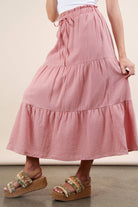 Elastic Waist Tiered Maxi Skirt-Skirts-VERY J-Stuffology - Where Vintage Meets Modern, A Boutique for Real Women in Crosbyton, TX