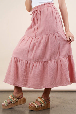 Elastic Waist Tiered Maxi Skirt-Skirts-VERY J-Stuffology - Where Vintage Meets Modern, A Boutique for Real Women in Crosbyton, TX